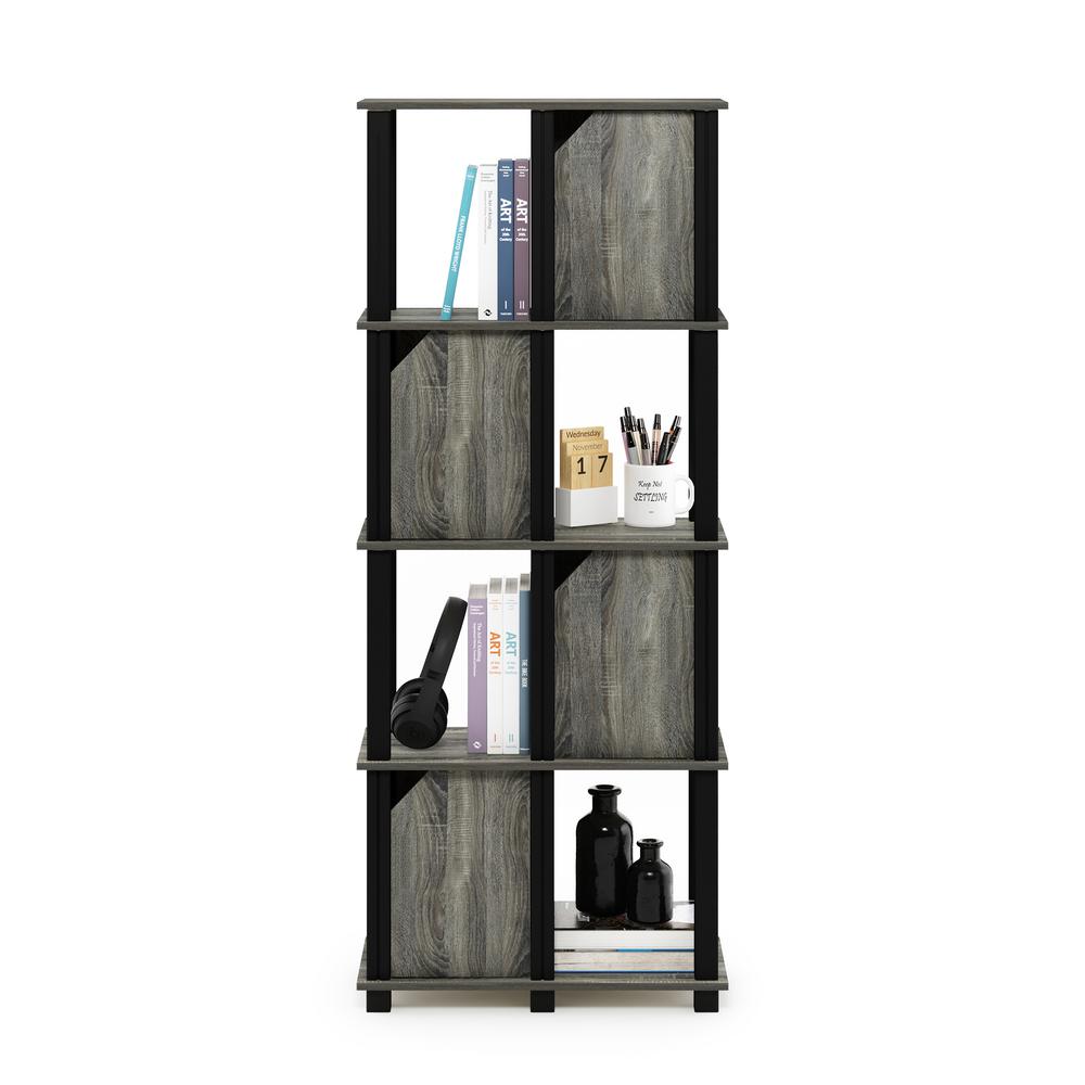 Furinno Brahms 57.7 in. French Oak Grey 5Shelf Etagere Bookcase with 4