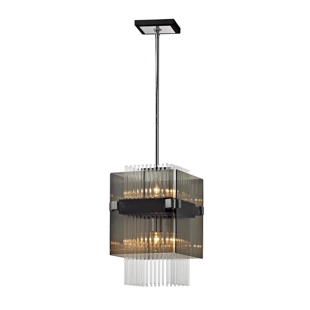 Troy Lighting Apollo 2 Light Dark Bronze And Polished Chrome Mini Troy Lighting Apollo 2 Light Dark Bronze And Polished Chrome Mini Pendant With Plated Smoked