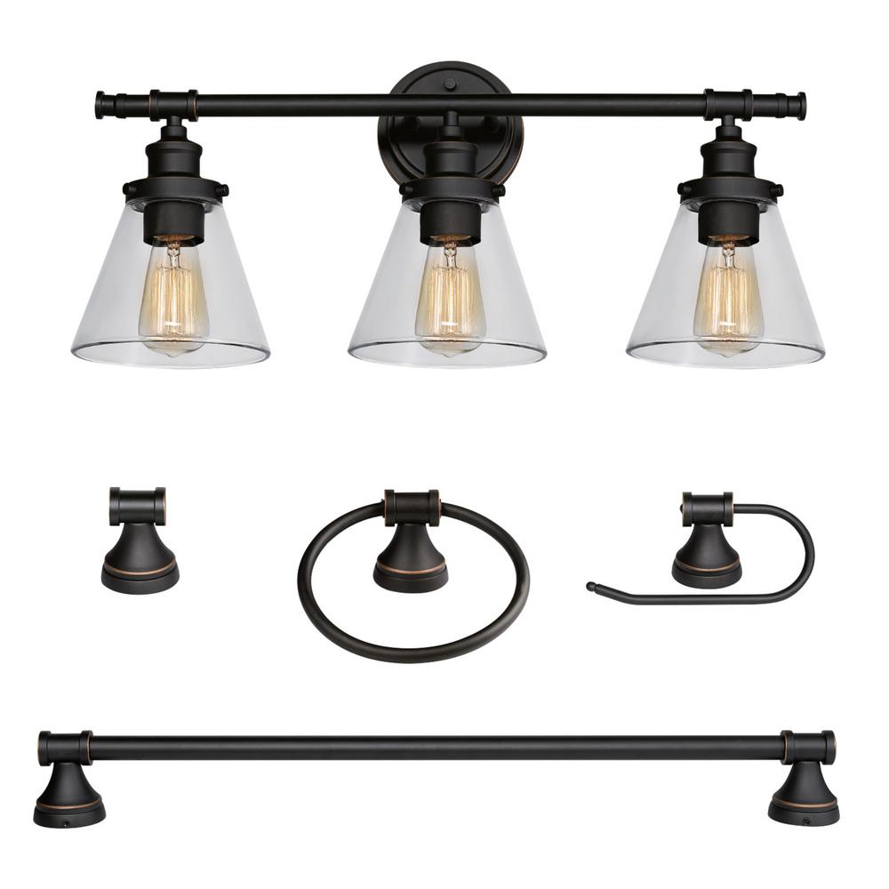 Globe Electric Parker 3 Light Oil Rubbed Bronze 5 Piece All In One