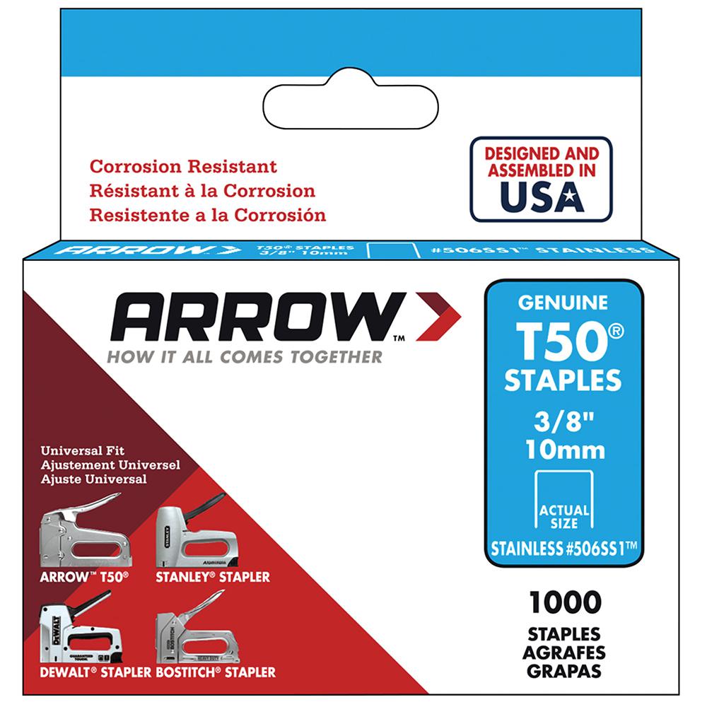 Arrow Fastener T50 3/8 in. Crown 16Gauge Stainless Steel Staples (1000