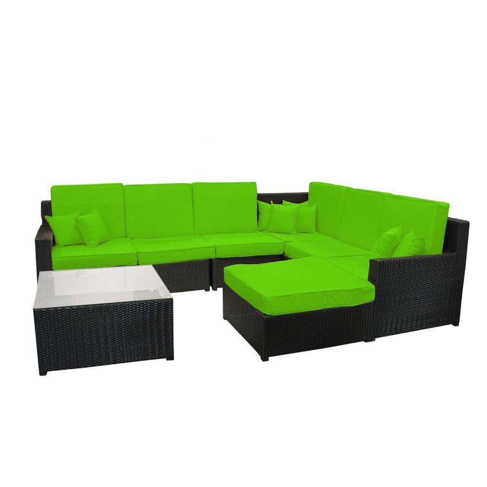 Cc Outdoor Living 34 75 In Black 8 Piece Resin Wicker Resin Wicker Outdoor