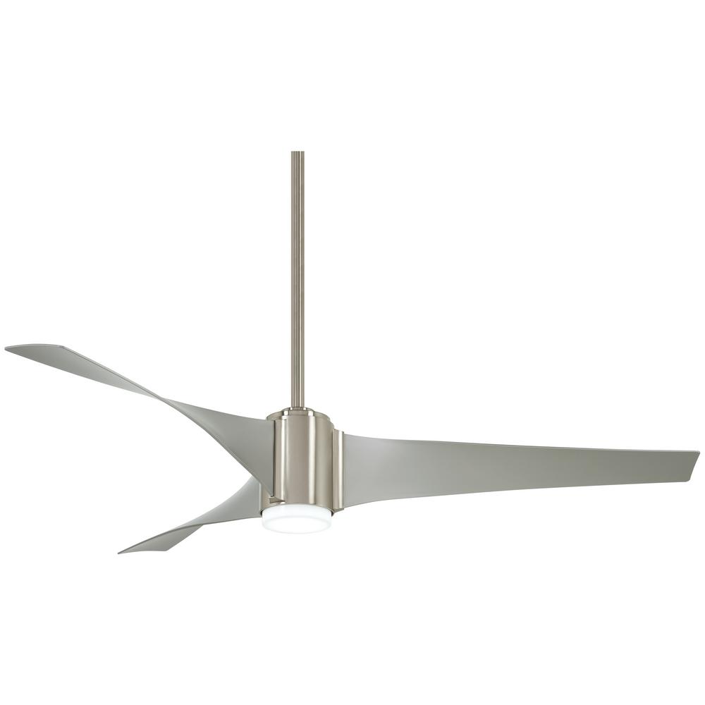 Minka Aire Triple 60 In Integrated Led Brushed Nickel With Silver Indoor Ceiling Fan With Light With Remote Control