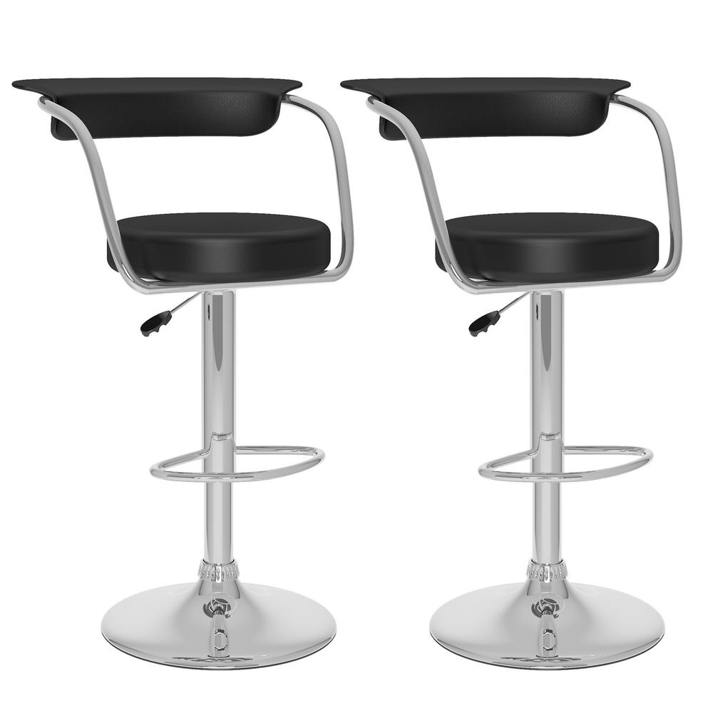 Corliving Adjule Black Leatherette Open Back Bar Stool Set Of 2 Adjule Black Leatherette Open Back Bar Stool Set Of 2