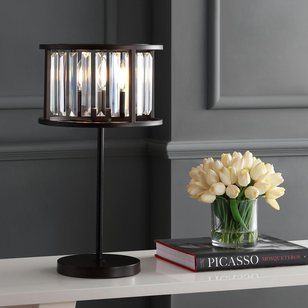 bronze and crystal table lamp