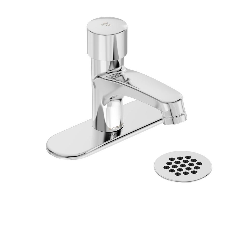 Self Closing Valve Ada Compliant Bathroom Faucets Bath The Scot Single Hole Handle Metering Bathroom Faucet With Grid Drain And Optional 4 In