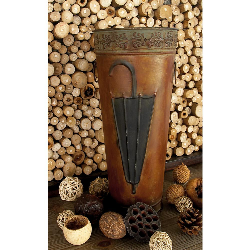 Litton Lane Polished Bronze Iron Metal Tapered Cylindrical Umbrella
