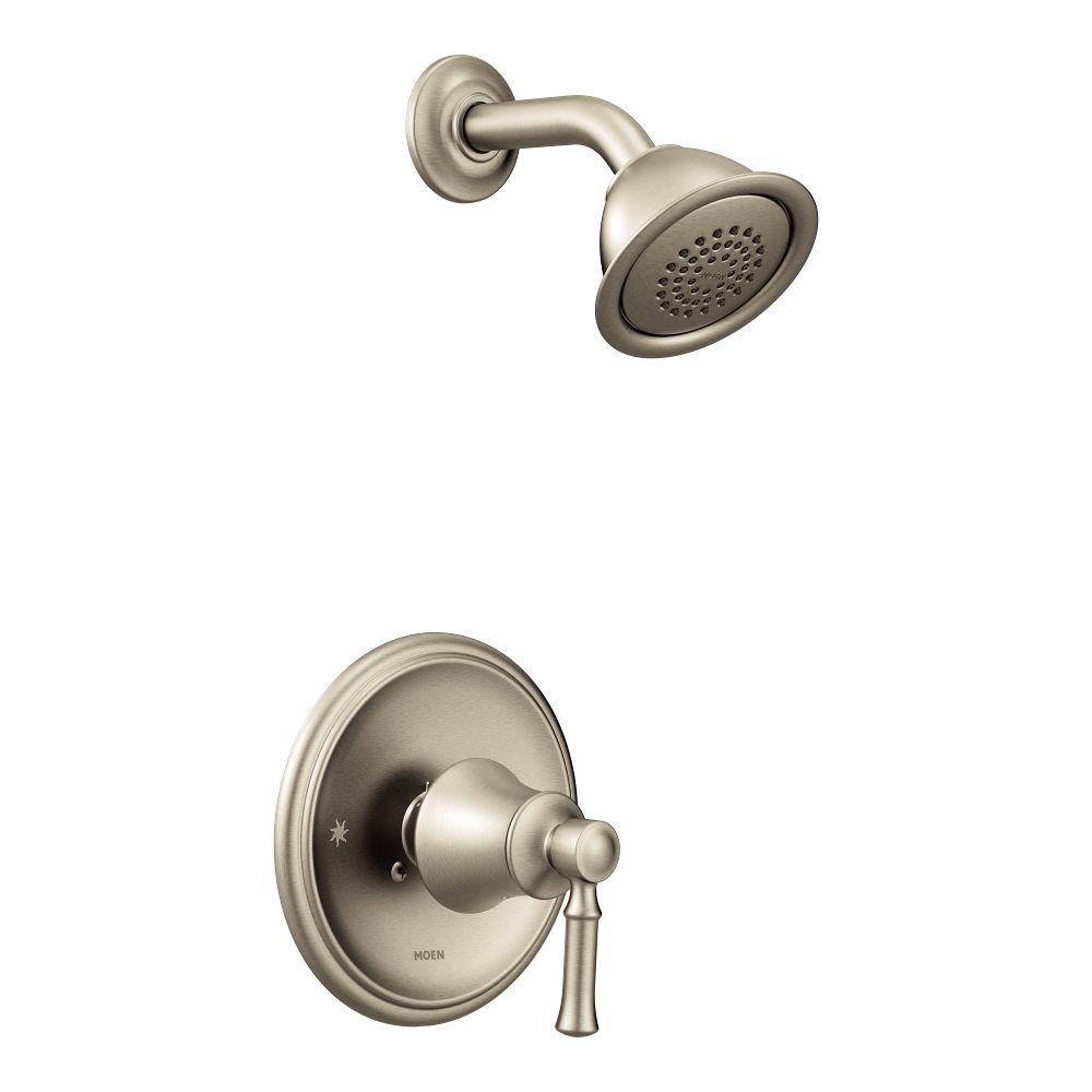 moen dartmoor posi temp 1 handle wall mount shower only faucet trim kit in brushed nickel (valve not included) moen shower valve moen 26112srn engage magnetix six