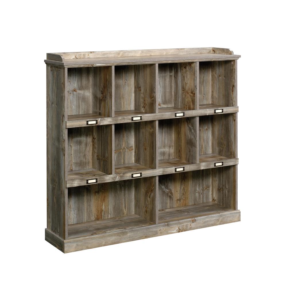 SAUDER 47.5 in. White Plank Faux Wood 11shelf Standard Bookcase with Cubes423672 The Home Depot