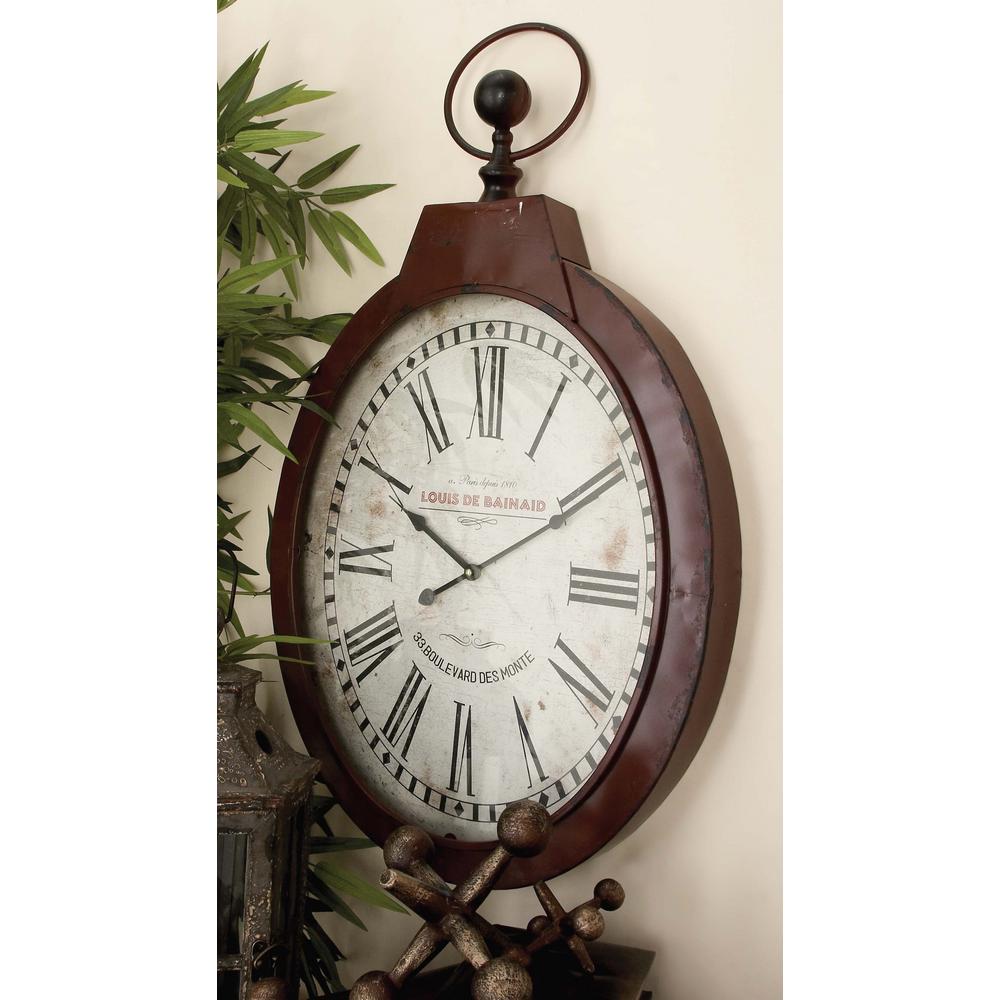 34 In X 21 French Inspired Antique Reproduction Style Oval Wall Clock 34 In X 21 French Inspired Antique Reproduction Style Oval Wall Clock