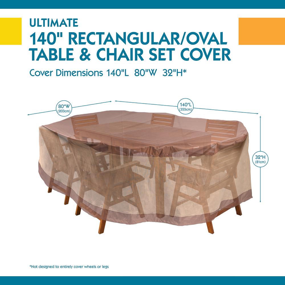 Duck Covers Ultimate 140 In L Rectangle Oval Patio Table And Chair Set Cover Uto14080 The Home Depot