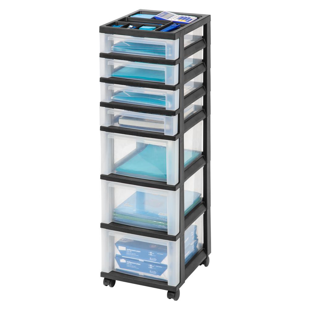 Iris 108 Qt 7 Drawer Storage Bin In Black 585640 The Home Depot