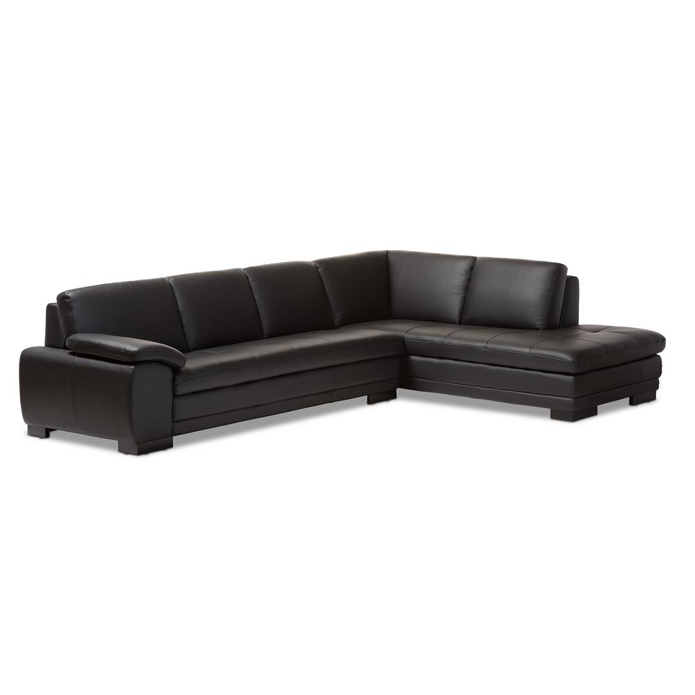 Baxton Studio Diana 2 Piece Contemporary Black Faux Leather Baxton Studio Diana 2 Piece Contemporary Black Faux Leather Upholstered Right Facing Chase Sectional Sofa