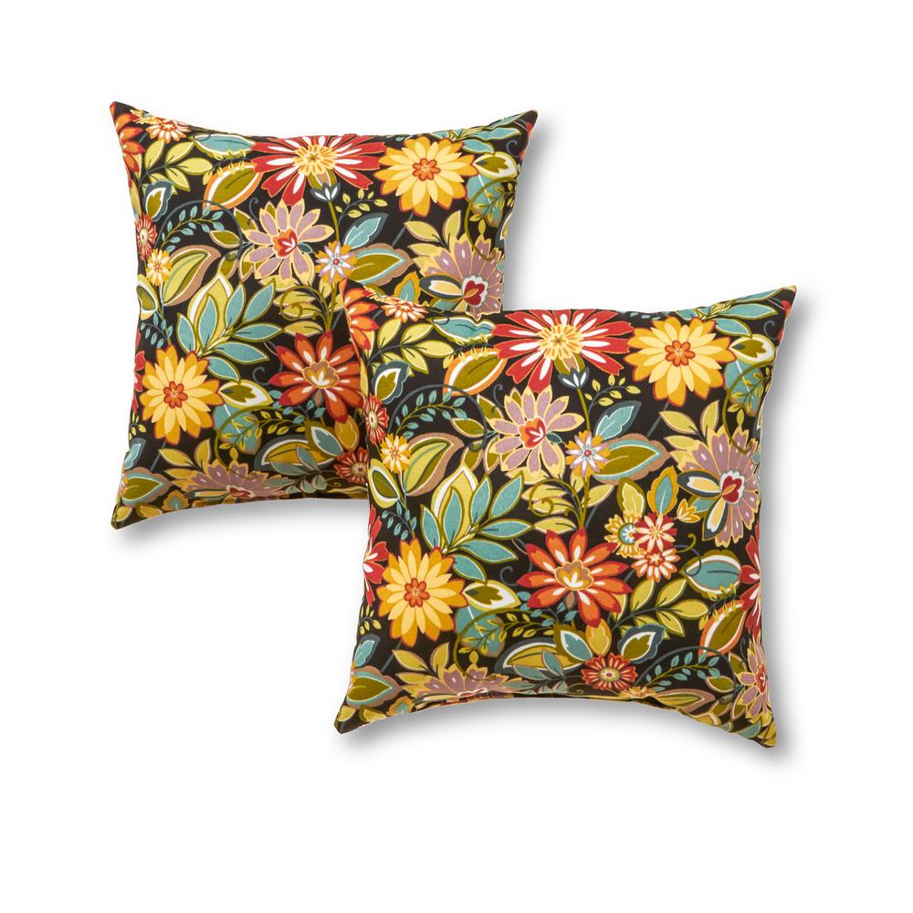 Greendale Home Fashions Jungle Floral Square Outdoor Throw Pillow 2 Pack Oc4803s2 Jungle The Home Depot