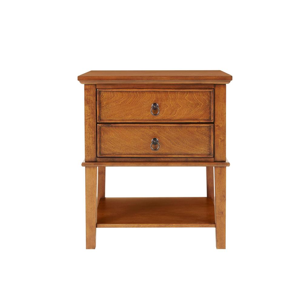 Stylewell Grantley 2 Drawer Walnut Finish Nightstand 22 In W X 26 In H Bf 25654 Wa The Home Depot