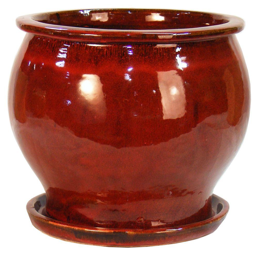 Trendspot 11 In. Solid Red Studio Ceramic Planter-DB10021-11G - The ...