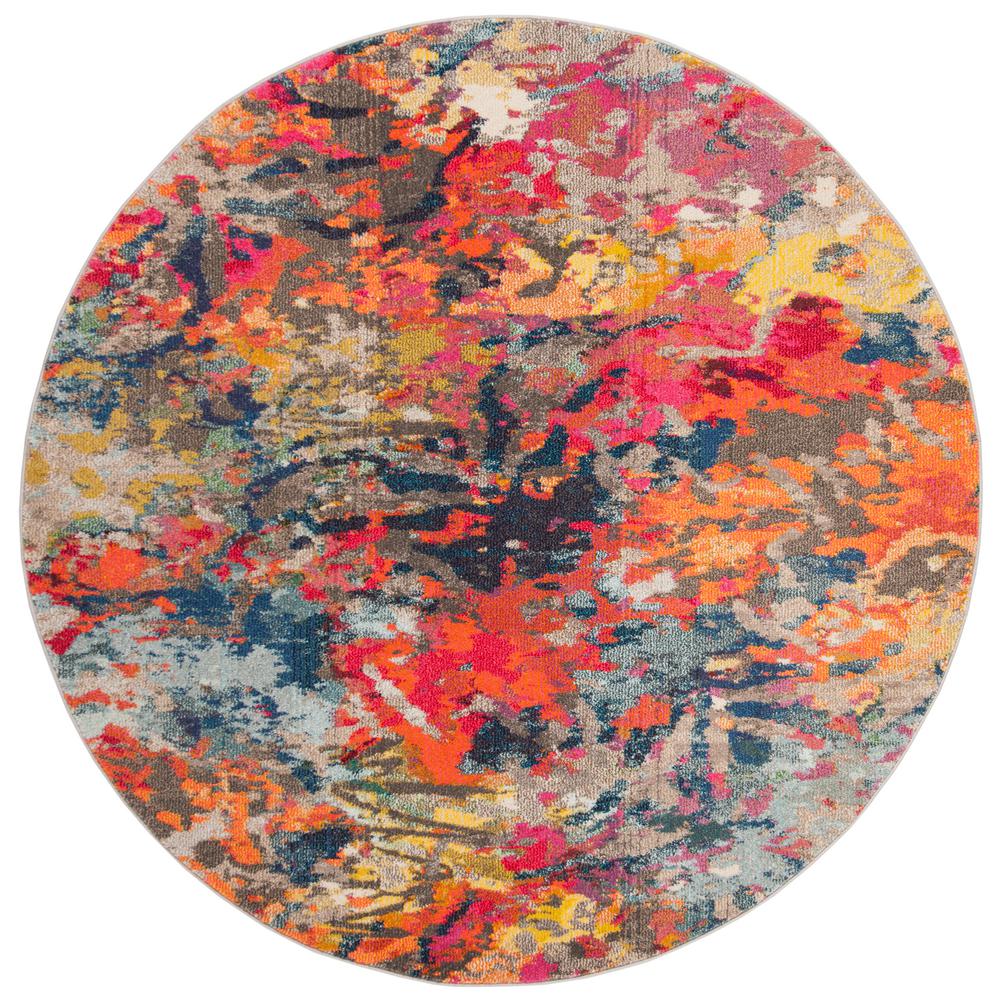 Safavieh Monaco Blue/Orange 6 ft. 7 in. x 6 ft. 7 in. Round Area Rug