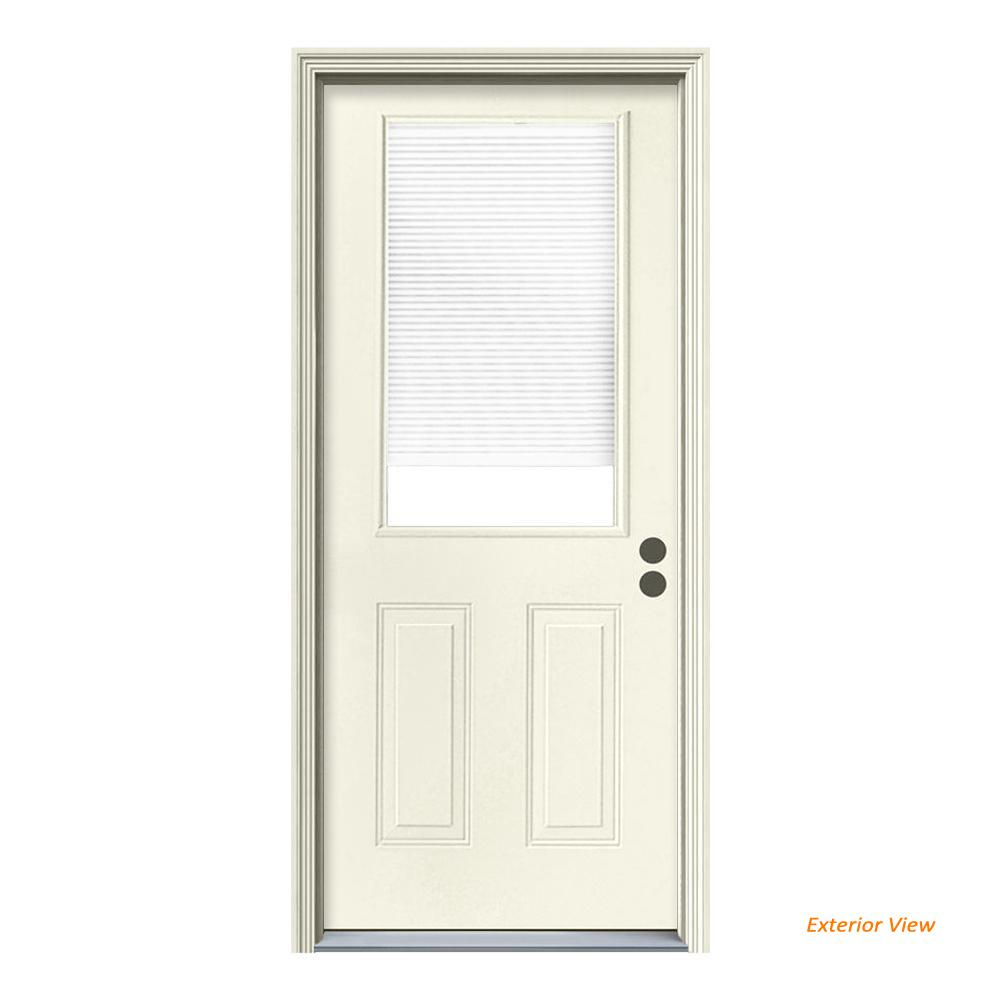 Jeld Wen 32 In X 80 In 1 2 Lite Primed Steel Prehung Left Hand