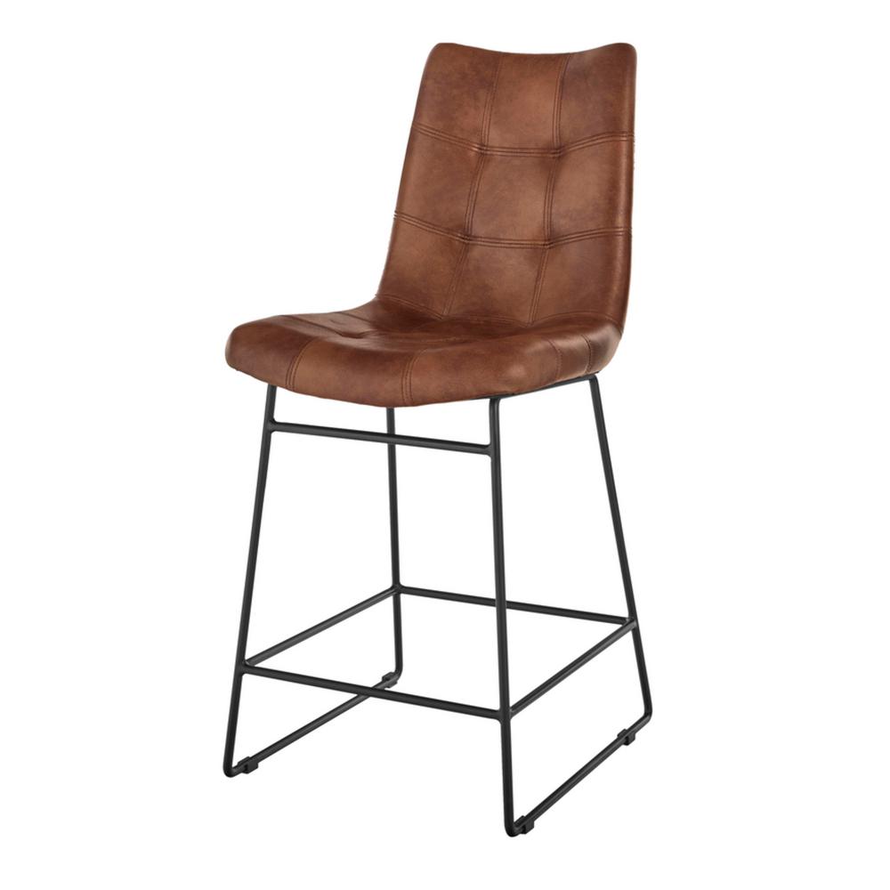 Home Decorators Collection Ivers Black Metal Upholstered Counter Stool with Back and Antique Brown Seat (18.5 in W x 41 in. H), Antique Brown/Black was $249.0 now $149.4 (40.0% off)