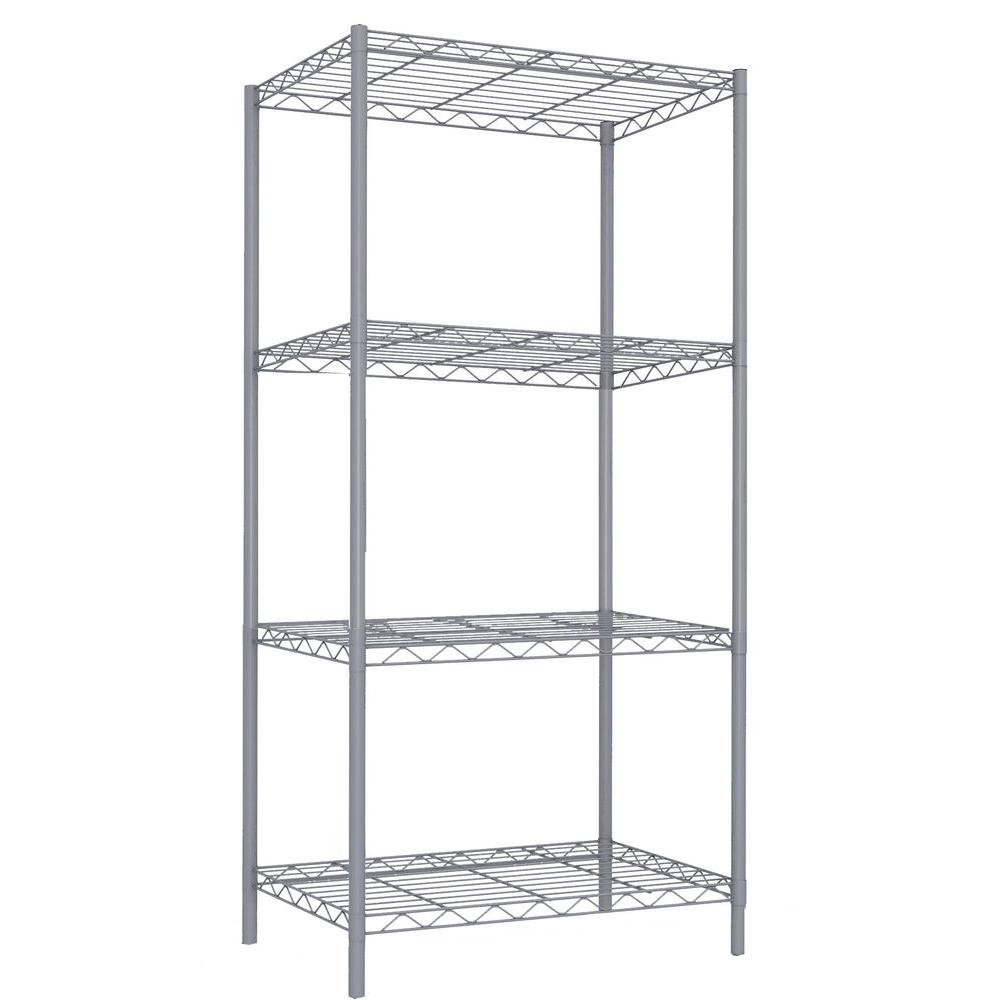 12 18 Gray Freestanding Shelving Units The Home Depot Steel Wire Shelf Gray
