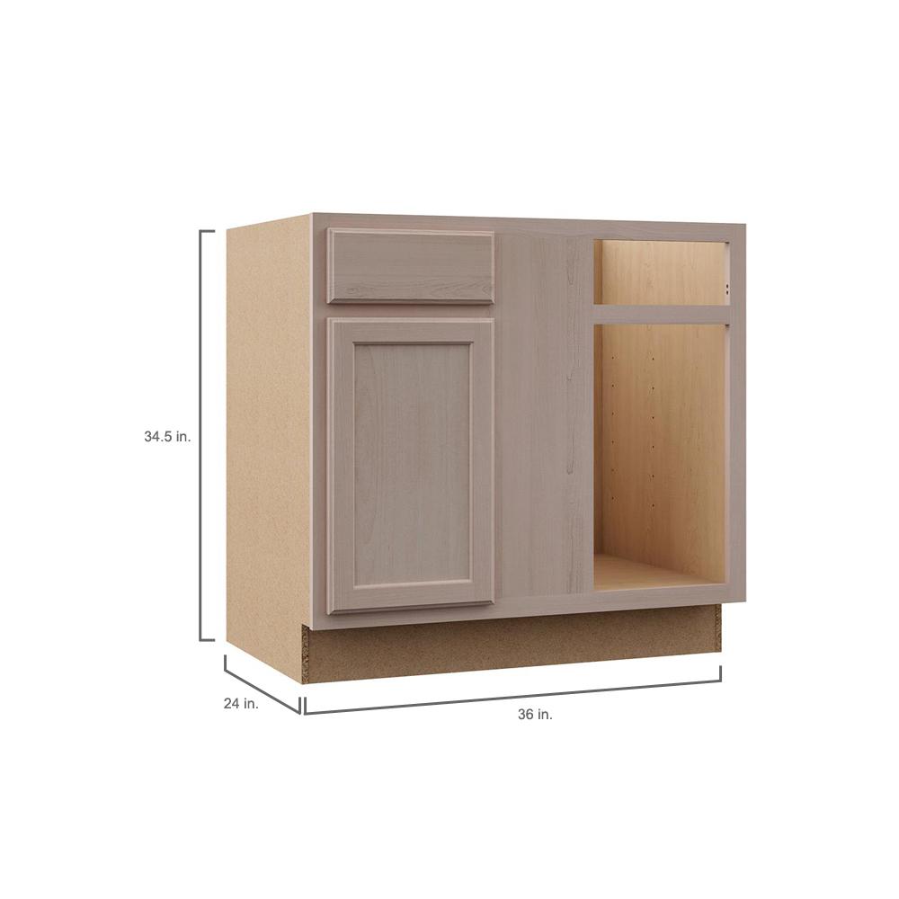 Hampton Bay Hampton Assembled 36x34 5x24 In Blind Base Corner Cabinet In Unfinished Beech Kbbc45 Uf The Home Depot