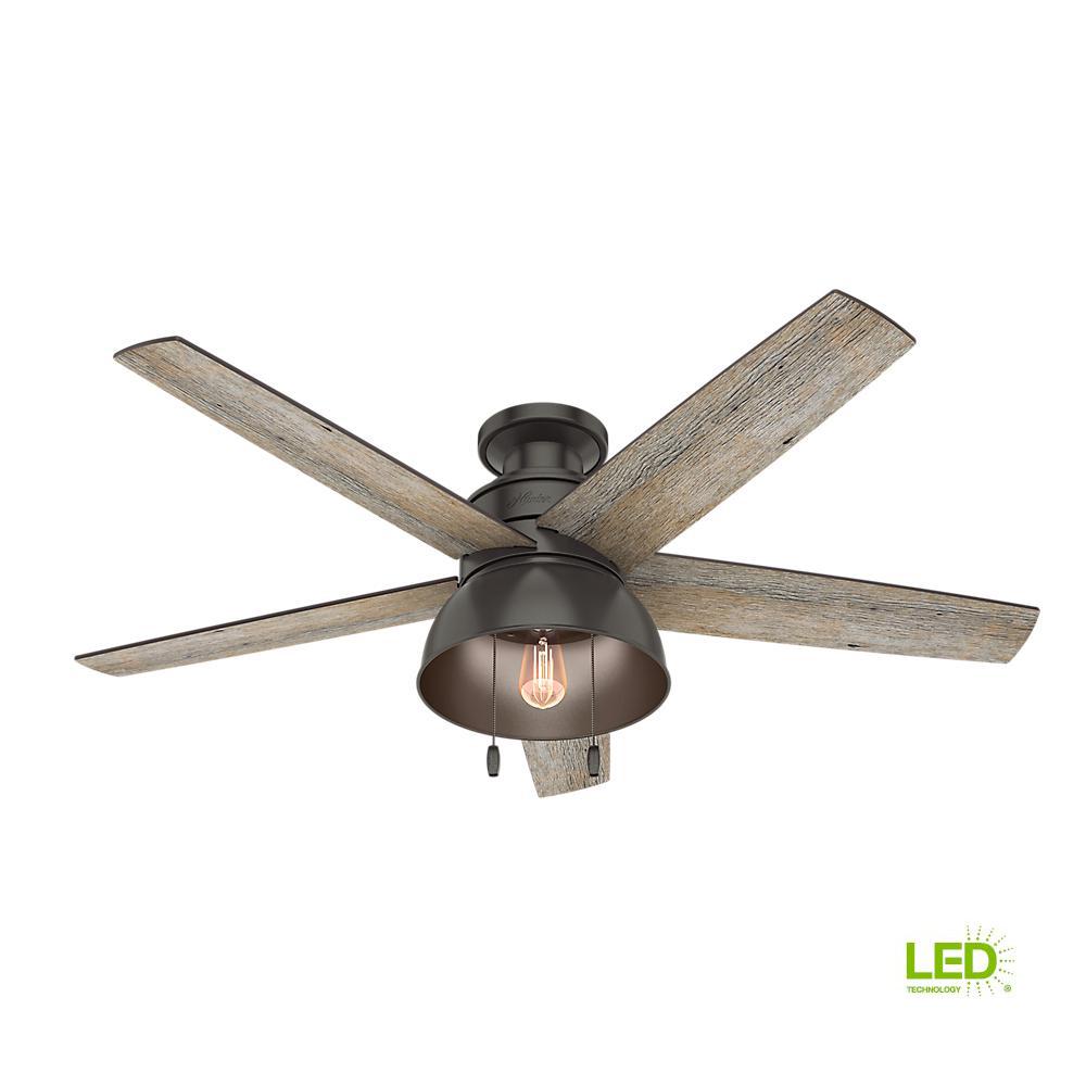 Hunter Bishop Hill 52 In Led Indoor Outdoor Noble Bronze Ceiling
