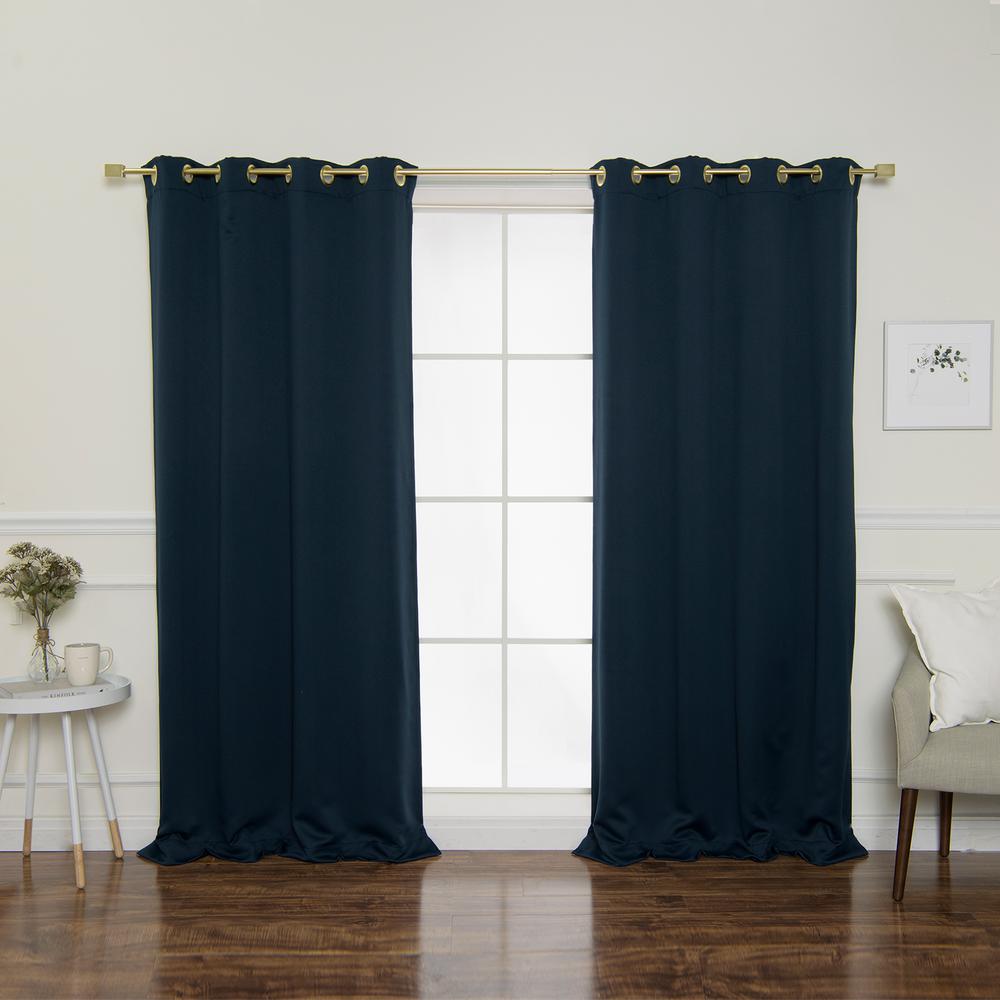 Gold Grommet 84 in. L Triple Weave Blackout Curtain Panel in Navy (2