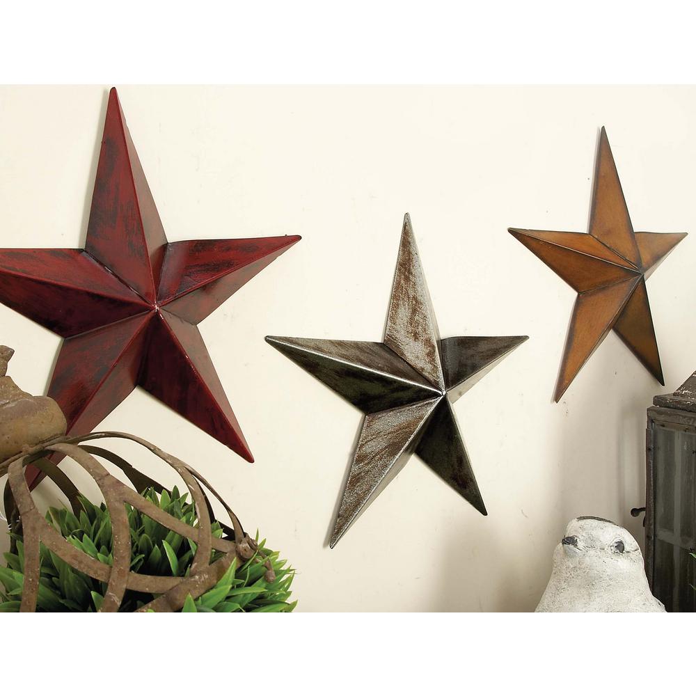 Bronze Stickers Star Country Kitchen Wall Art litton lane white red and orange iron barn star wall sculptures set of 3