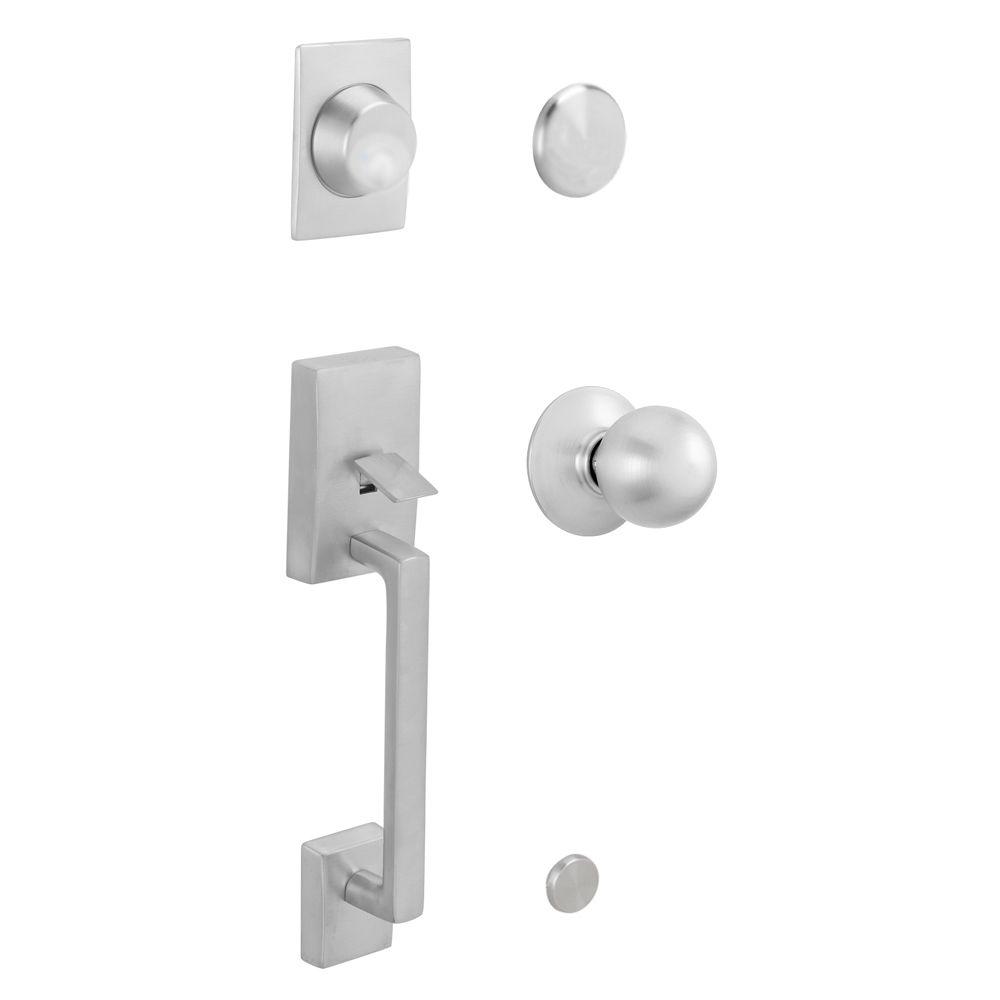 Schlage Century Bright Chrome Orbit Knob Dummy Door Handleset F93
