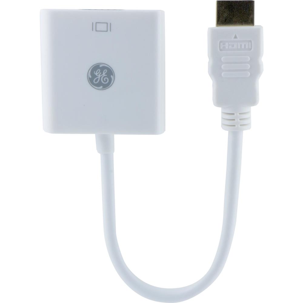 GE HDMI to VGA Cable Adapter for Windows PC and Mac, White33787 The