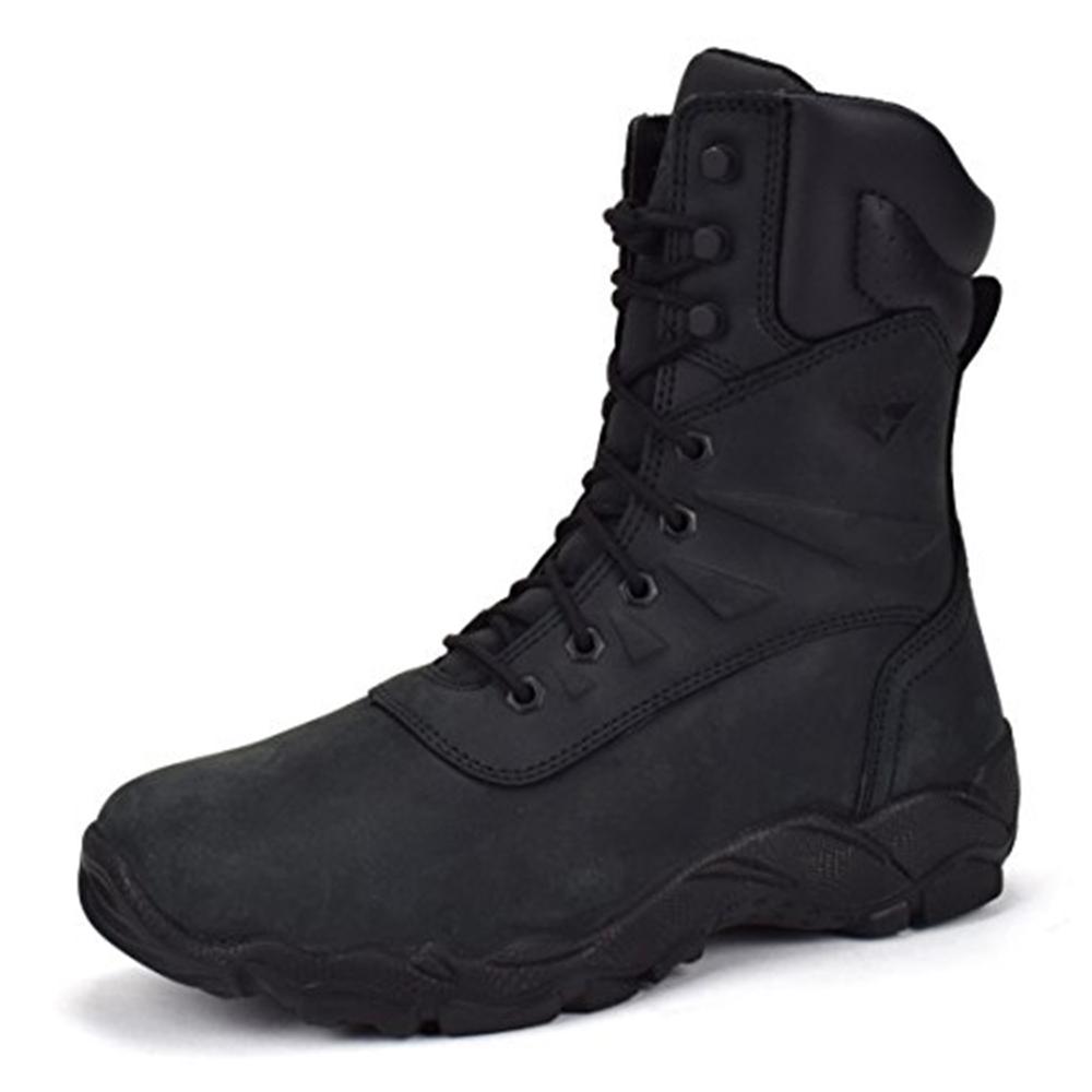 black tactical steel toe boots