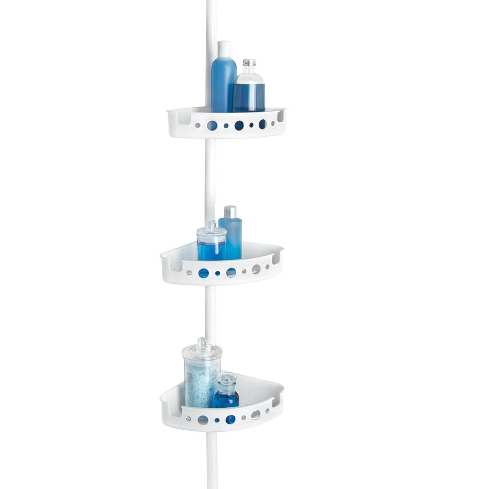 Glacier Bay 3-Tier Tension Corner Pole Shower Caddy in White