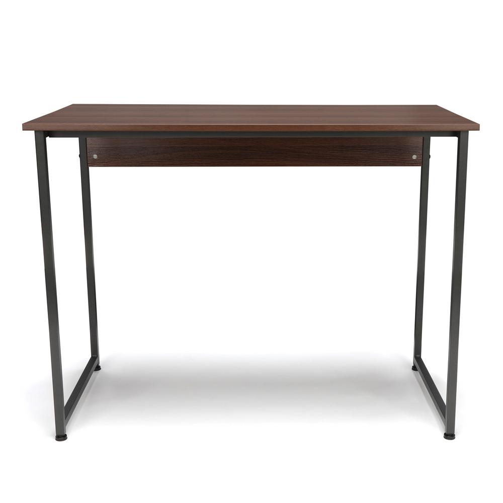 Ofm Walnut With Gray Frame Computer Desk Essentials Folding Computer Desk With Shelf A Great Solution For Space Saving This Foldable Offers Spaces By