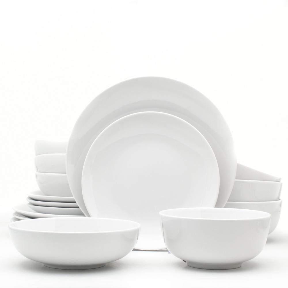 HOME ESSENTIALS & BEYOND 16Piece White Burlap Dishwasher Safe Dinnerware Set 64811 The Home Depot