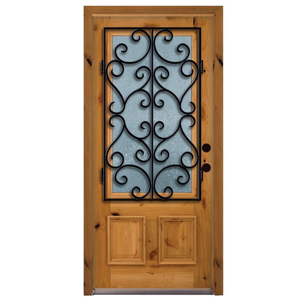 Steves & Sons 36 in. x 80 in. Decorative Iron Grille 3/4 Lite Stained