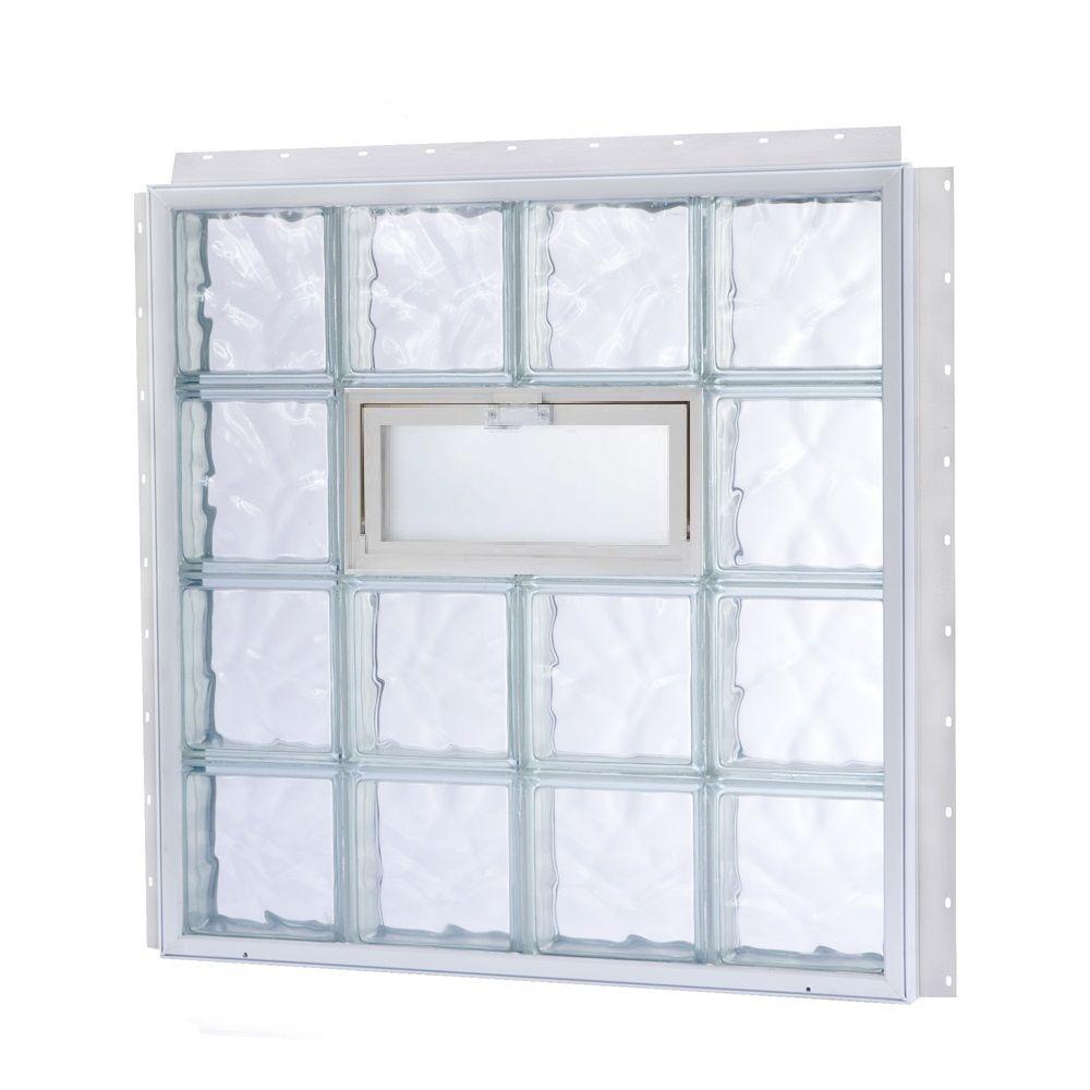 TAFCO WINDOWS 24 In X 24 In NailUp Vented Wave Pattern Glass Block   Tafco Windows Glass Block Windows V2424wav 64 1000 