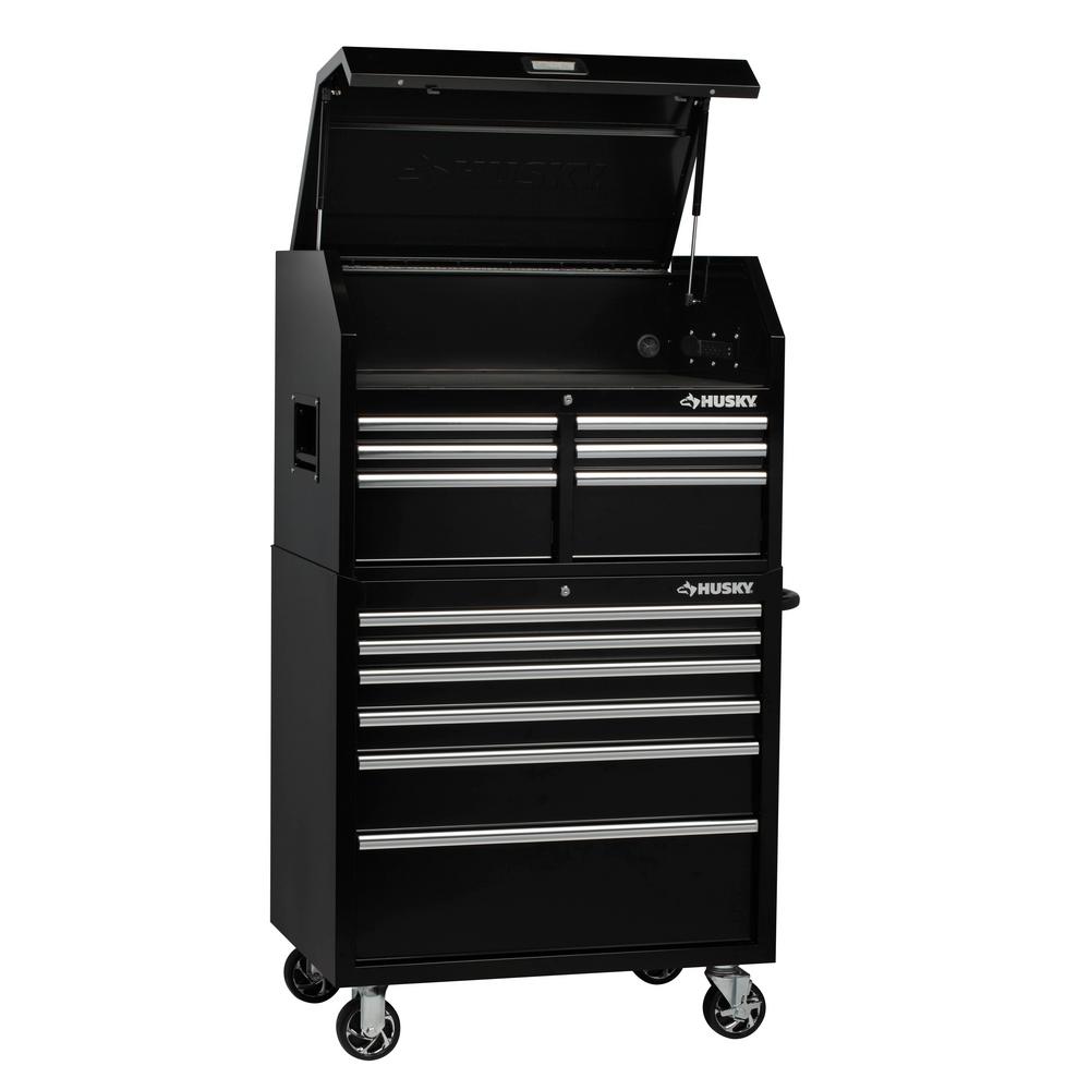 Husky 36 In W 6 Drawer Deep Tool Chest Cabinet In Gloss Black