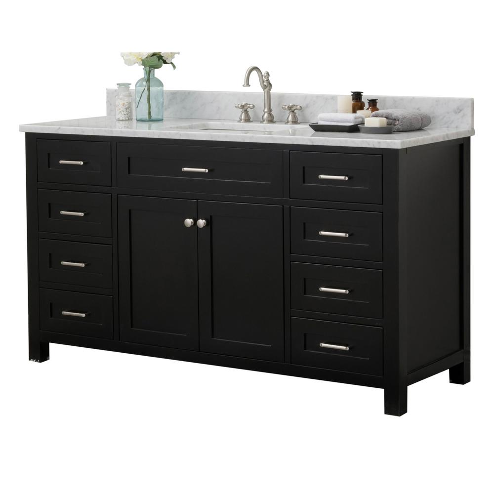 Redmond 60 In W X 34 2 In H Bath Vanity In Espresso With Marble