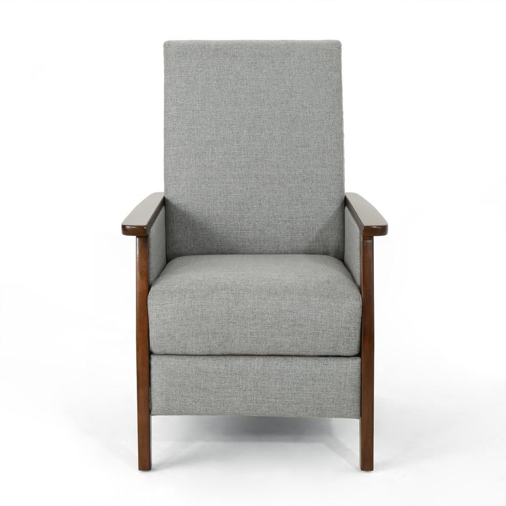 Noble House Del Monte Pushback Recliner in Pebble Gray and Dark Brown
