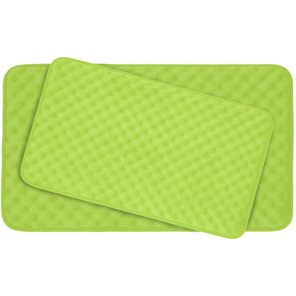 Bouncecomfort Massage Lime Memory Foam 2 Piece Bath Mat Set