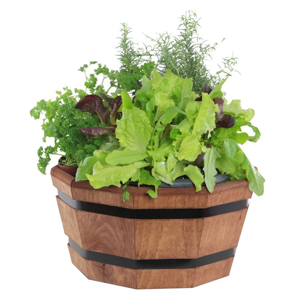 Pennington 17 In Dia Shallow Wood Barrel Tub 100153684 The Home Depot Dia Shallow Wood Barrel Tub