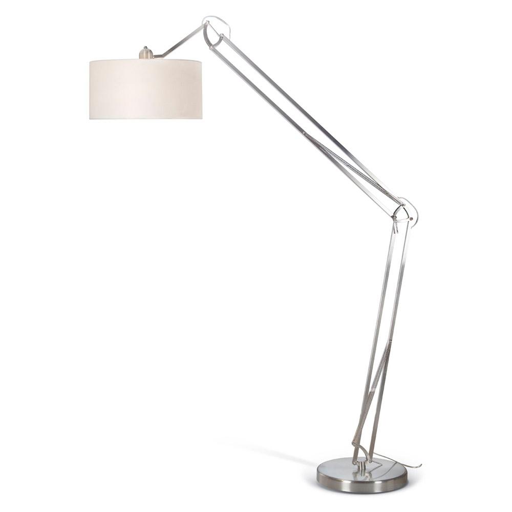 Artiva Arched Adjustable 86 In Brushed Steel Floor Lamp With Heavy Duty Base