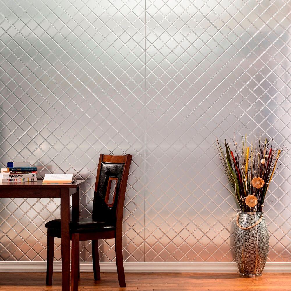 Fasade Diamond Plate 96 in. W x 48 in. H x 0.013 in. D Decorative ...