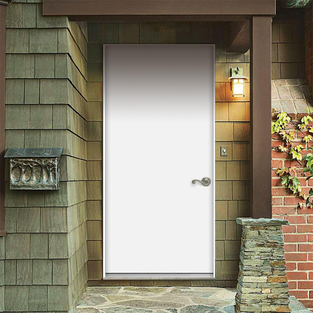 Jeld Wen 36 In X 80 In Flush Primed Steel Prehung Left Hand Inswing Front Door 710584 The Home Depot
