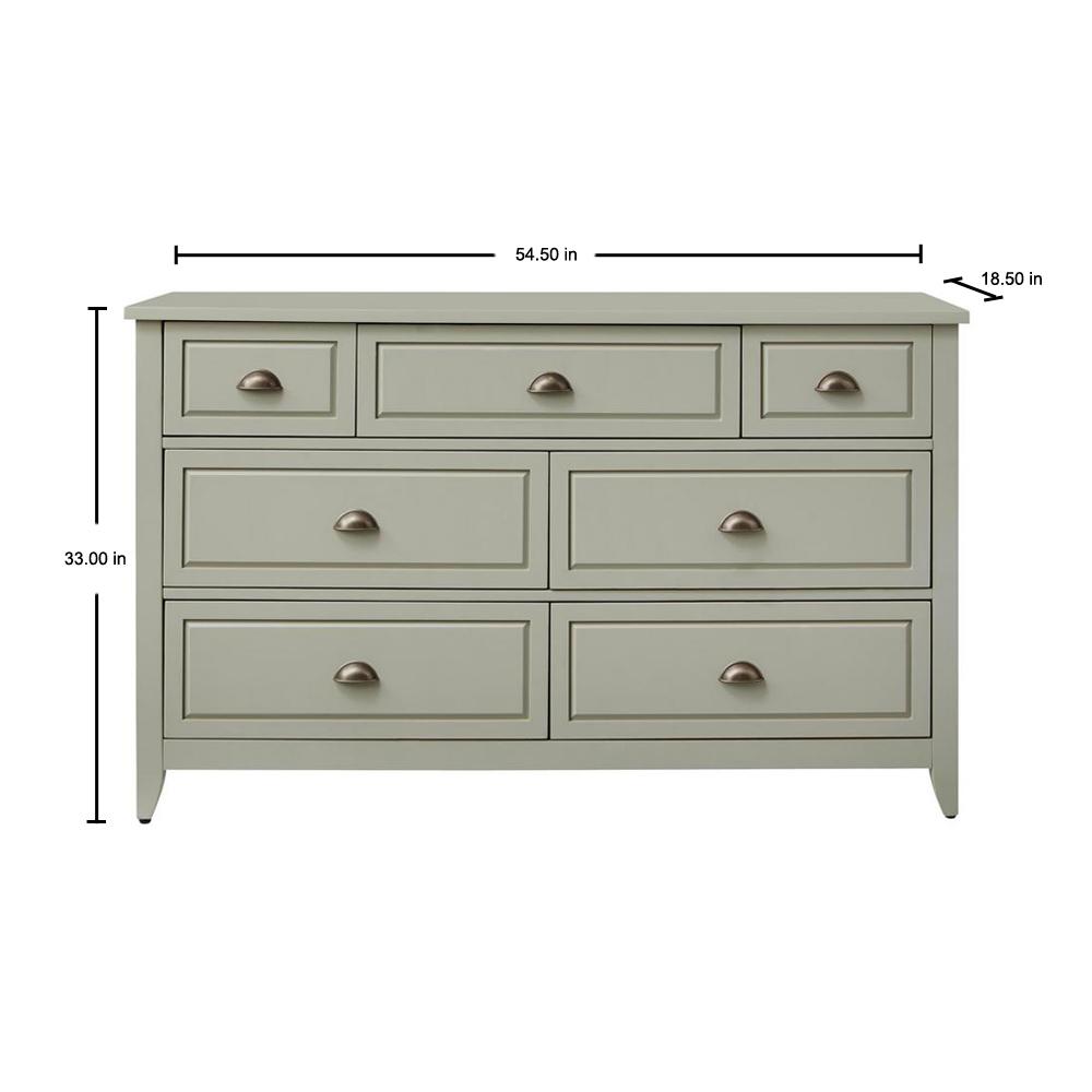 Stylewell Cordale Moss Green Wood 7 Drawer Dresser With Cup Pull