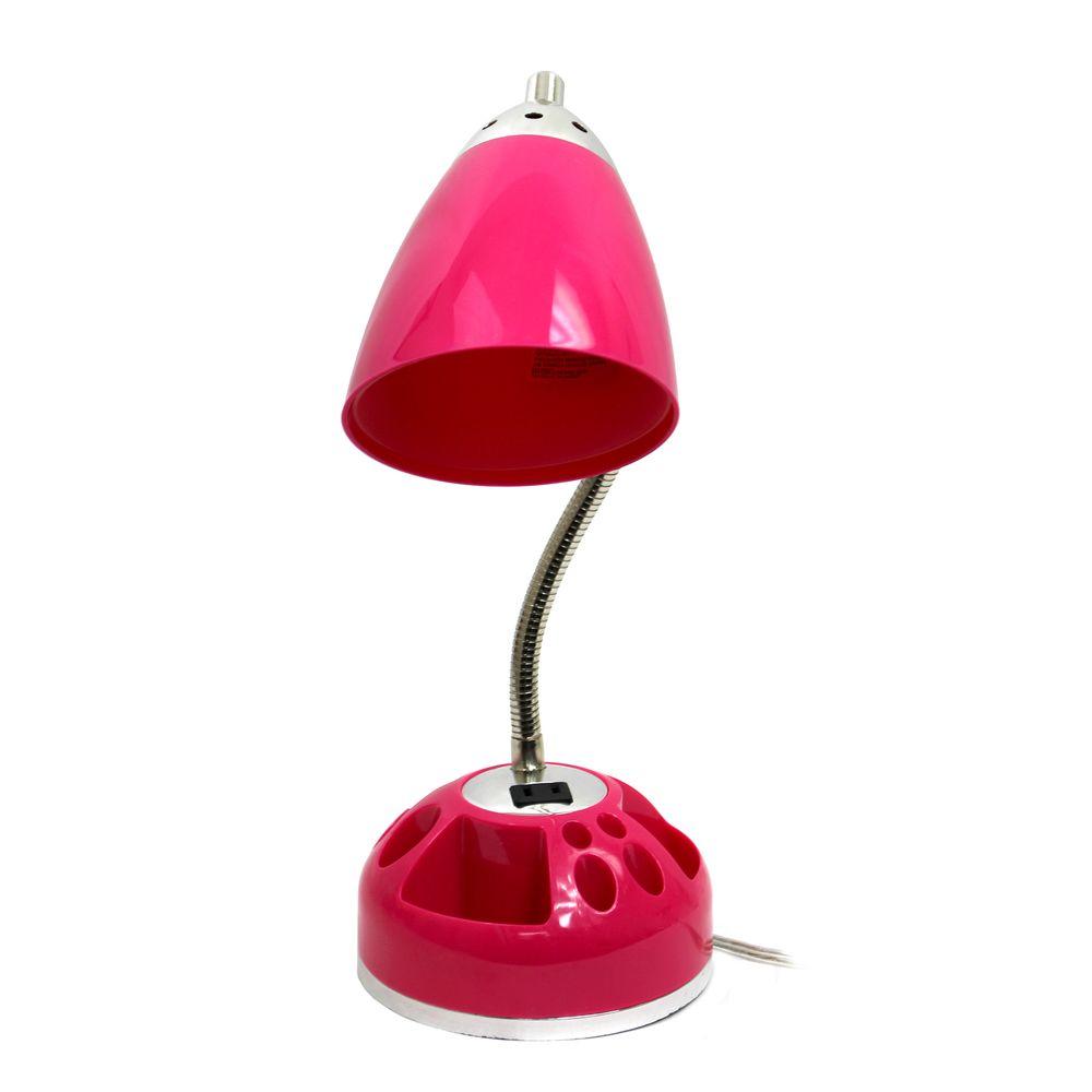 Limelights 20 In Pink Organizer Desk Lamp With Charging Outlet