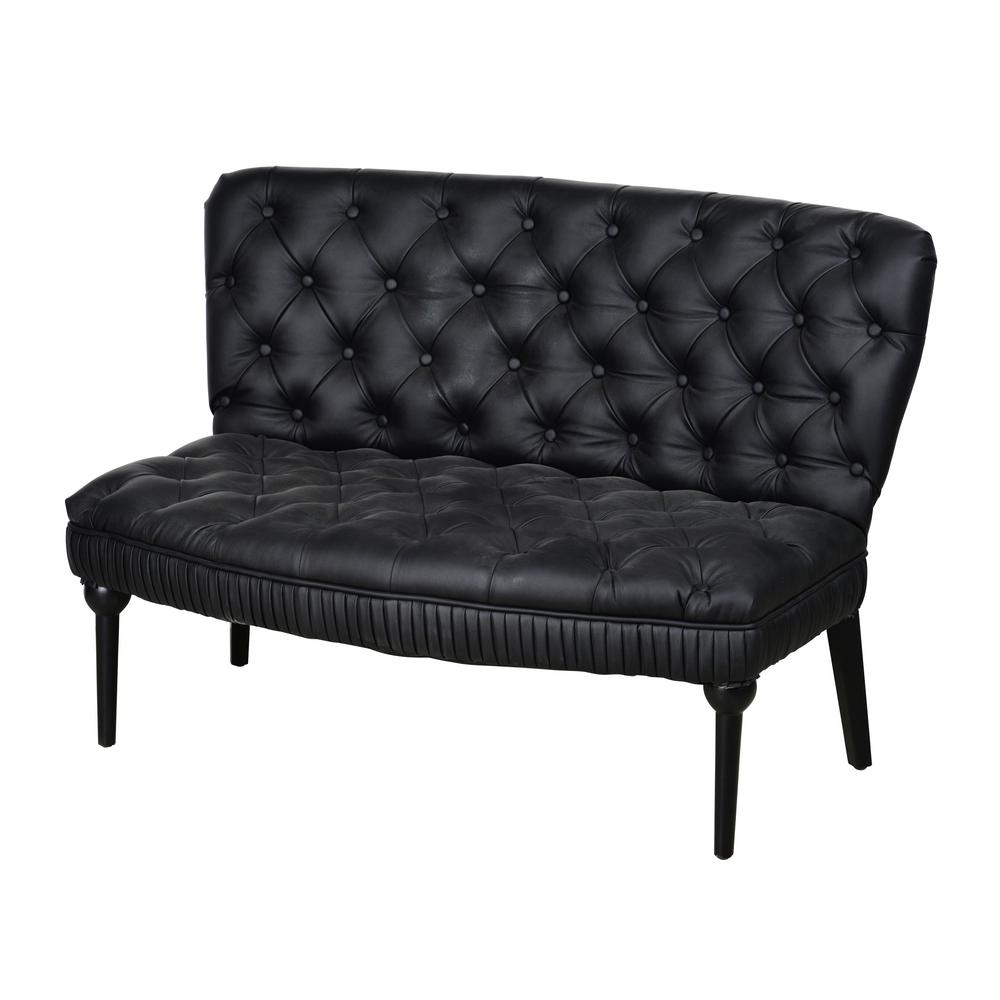 A B Home Wharton Black Leather Sofa Aa42350 The Depot