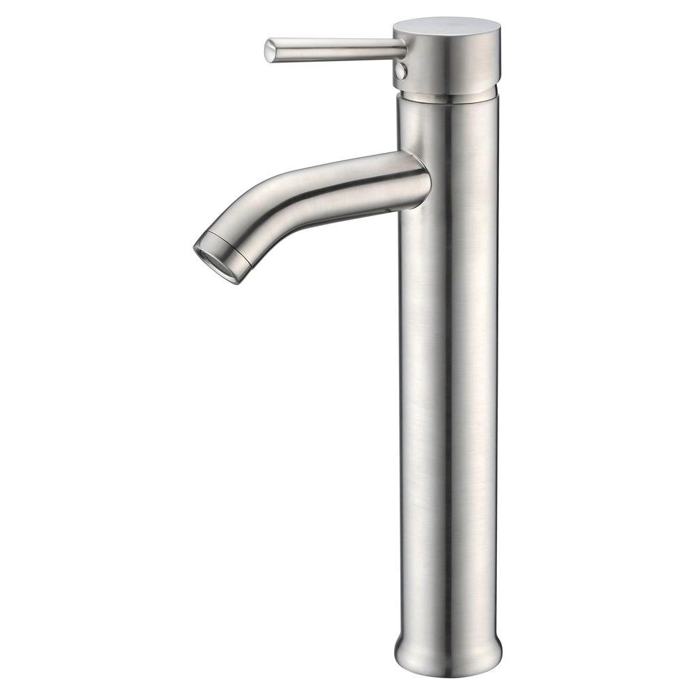 Anzzi Forza Series Deco Glass Vessel Sink In Rous Frosted With Fann Faucet Brushed Nickel