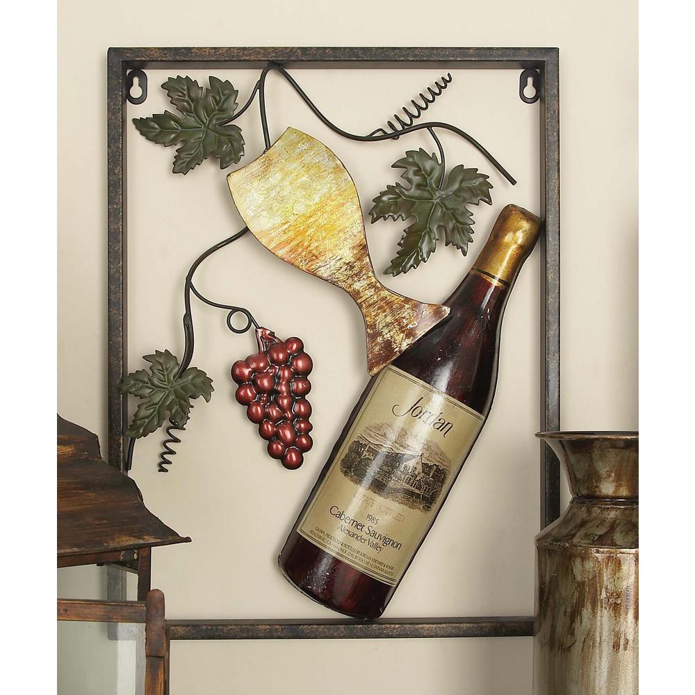 Litton Lane Wine  Series Metal Wall Art  Set of 4 13996 