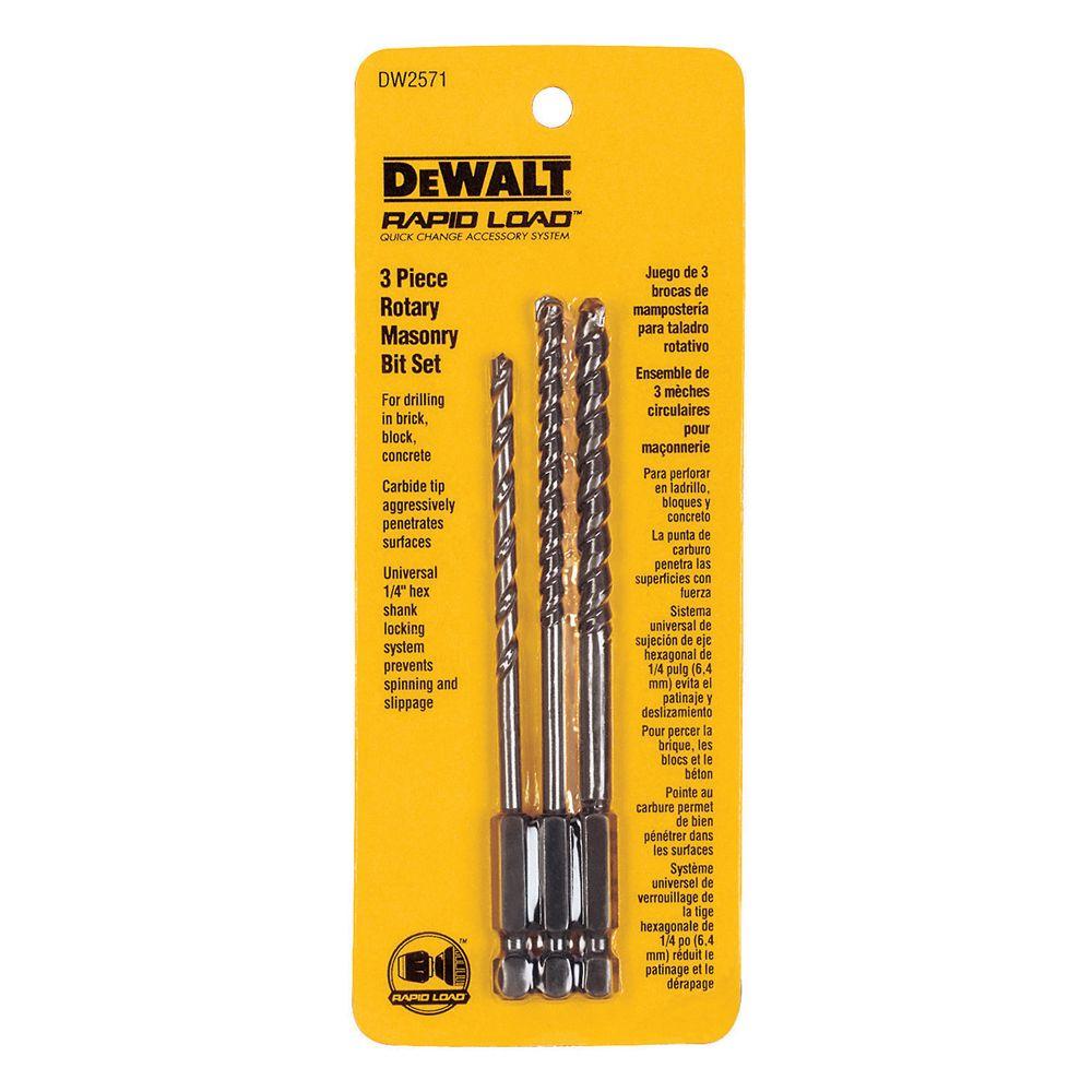 DeWALT DWA5270 1/4,3/16,3/8-Inch Premium Percussion Masonry Drill Bit Set 5pc 