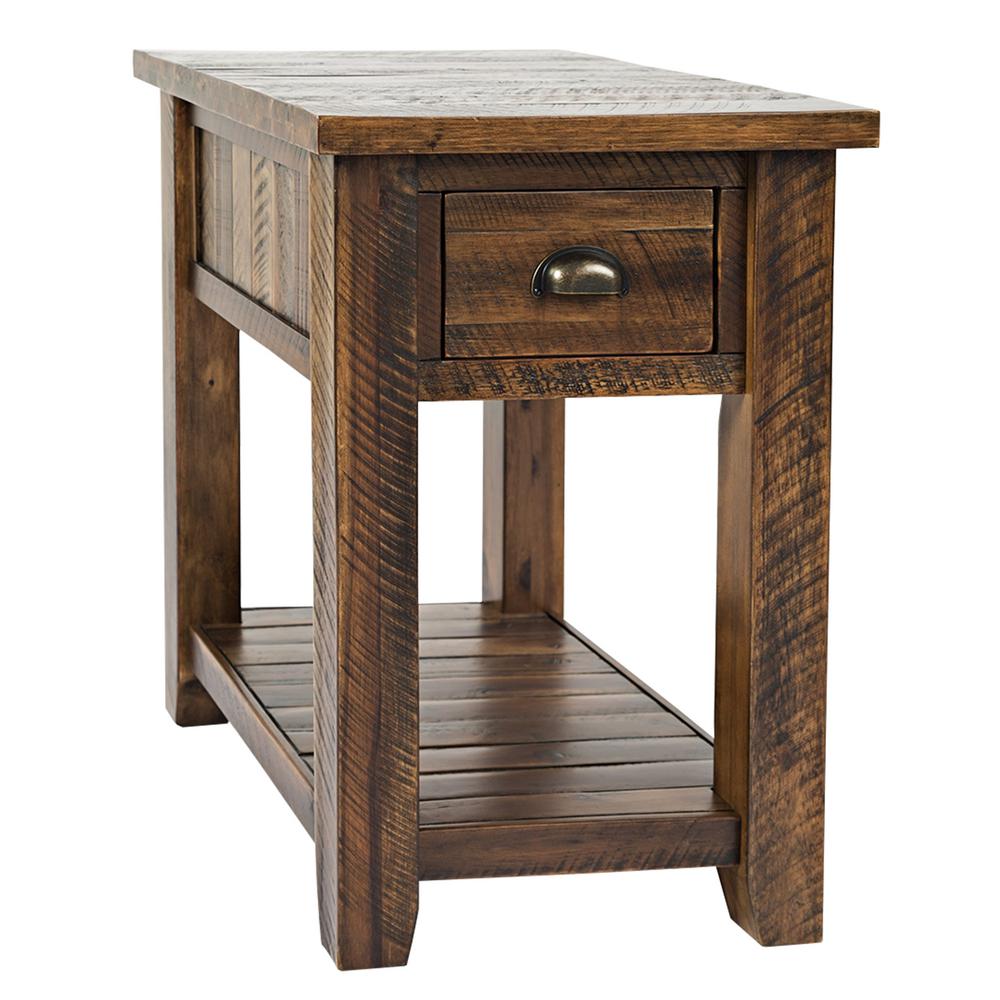 Benjara 24 In H Oak Brown Wooden One Drawer Chair Side Table Bm183959 The Home Depot